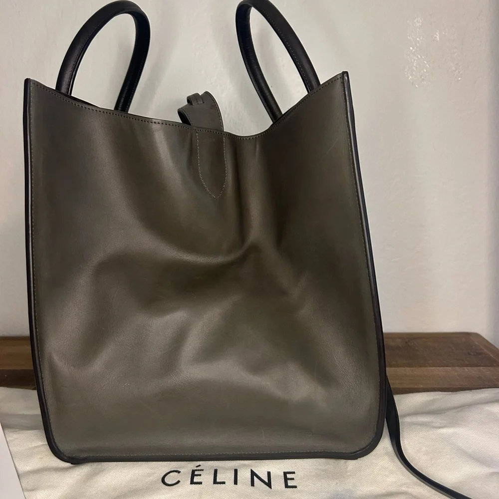 Celine Dark Gray Leather Tote - Picture 7 of 11
